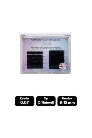 Misyul 0.07c Natural Kıvrım Çek Bırak 12'li Doğal İpek Kirpik