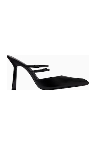 Schutz Fresh Boho 105 Mules, Siyah Nappa Deri, Çift Bant Ve 105mm Topuk