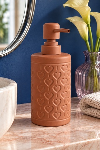 Rosıe Kiremit Kabartma Kalp Desenli Yuvarlak Seramik Sıvı Sabunluk 350 Ml Karışık