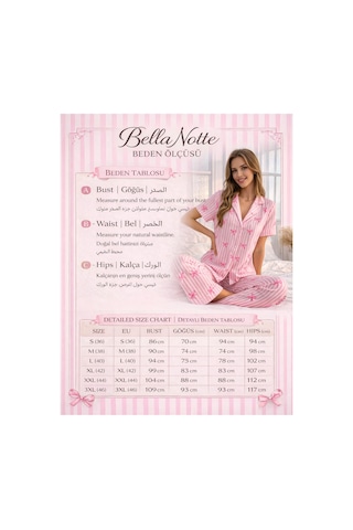 Bella Notte Bordo Beyaz Biye Ve Kalp Detaylı Kısa Kollu Düğmeli Pijama Takımı