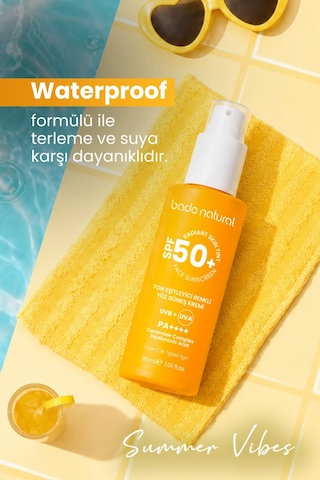 Bade Natural Ton Eşitleyici Renkli Yüz Güneş Kremi SPF50+ 30 ML