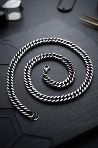 Paslanmaz Çelik Gemici Model Erkek Kolye Zincir 10mm 902940 Gümüş