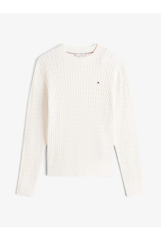 Tommy Hilfiger Co Cable Fıne Gg C-nk Ls Sweater Kadın Sarı Kazak - Ww0ww44993