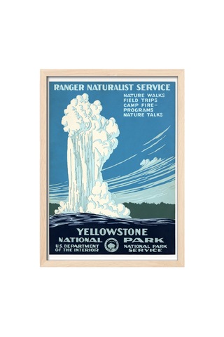 Yellowstone Doğal Ahşap Çerçeveli Poster, Dekoratif Seyahat Duvar Tablosu