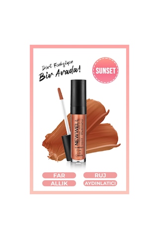 New Well Liquid Illuminator 3 İn 1 Aydınlatıcı Allık 6 ML Sunset