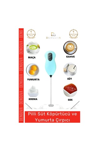 Premium Çelik Uçlu Pilli Kahve Sos Krema Mama Süt Köpürtücü Yumurta Çırpıcı Mini Mikser Çok Renkli