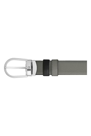Montblanc At Nalı Tokalı Orta Boy 30 Mm Çift Taraflı Deri Kemer 2 Gri