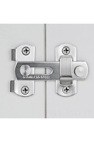 Pazly 4 Adet Gümüş Paslanmaz Çelik Sürgülü Kapı Kilit Seti - 7x5 Cm Şarap Dolabı Ve Mobilyalar İçin Gümüş