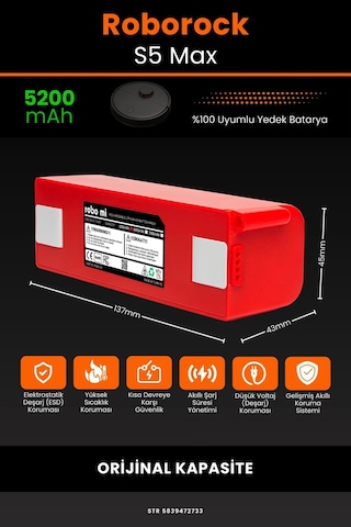 Roborock S5 Max 5200mAh Robot Süpürge Bataryası