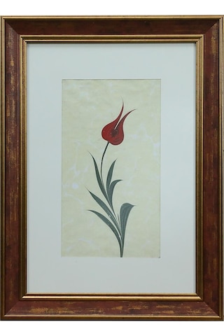 E38 El İşçiliği Kırmızı Lale Ebru Tablo 46 33 Cm-6459