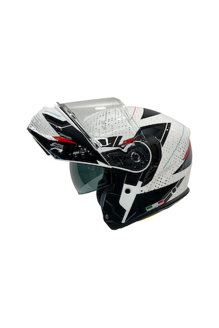 Sway Xbyc 917 Fusion Full Face Çene Açılır Motosiklet Kaskı M Beden White Black Beyaz - Siyah