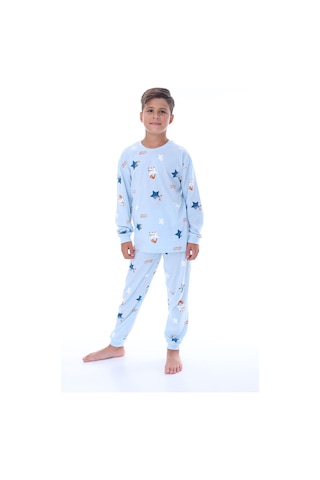 Zuzunga Yıldız Nota Desenli Mavi Pijama Takımı Mavi