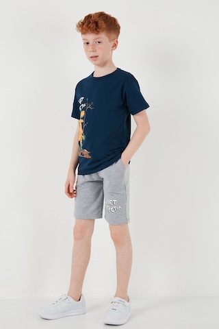 Lela Pamuklu Regular Fit Bisiklet Yaka Şortlu Alt-Üst Erkek Çocuk Takım 6212009 Indigo