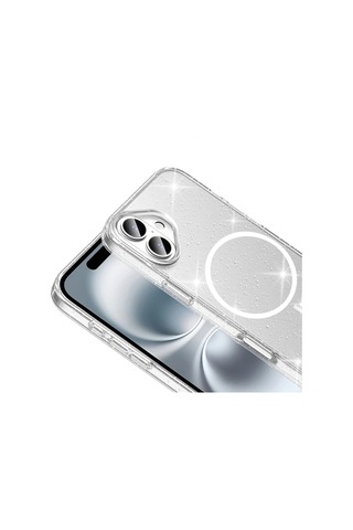 Apple Uyumlu iPhone 16 Kılıf M-safe Şarj Özellikli Parlayan Simli Saydam Renkli Zore Maris Kapak