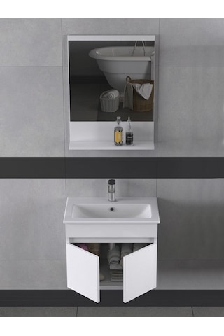 Biani Tome 60 Cm Banyo Dolabı Renk Mat Beyaz Çok Renkli