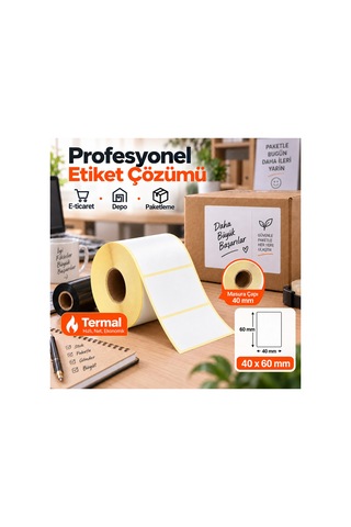 40x60 Mm Rulo Ribonsuz Termal Barkod Etiketi 40 Mm Masura 1000 Sarım