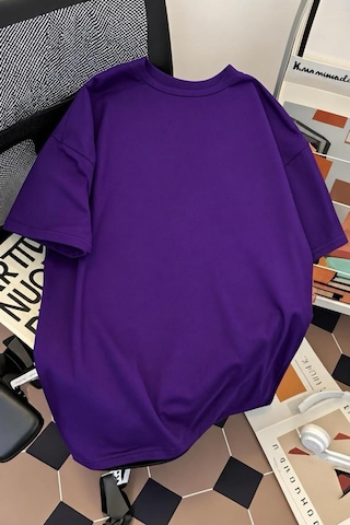 La El İşareti Ön Baskılı Sokak Modası Unisex T-shirt Mor