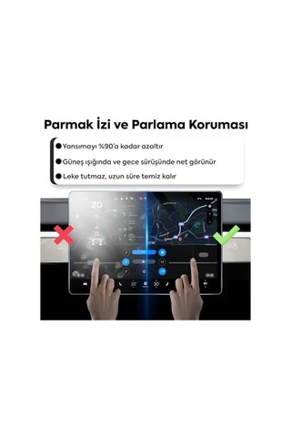 Tesla Model 3 / Model Y Araçlar İle Tam Uyumlu Kolay Kurulum Mat Ekran Koruyucu