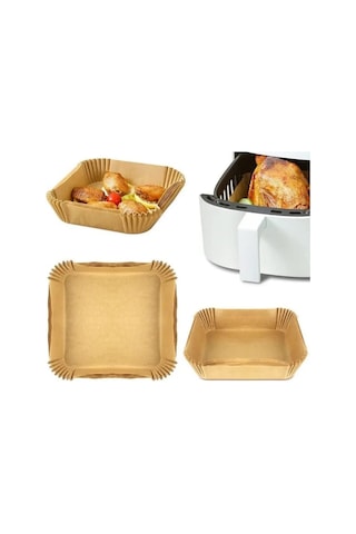Bybaby Airfryer Pişirme Kâğıdı, Fritöz Yağlı Kağıdı, Yanmaz Kağıt 25 Adet Kare