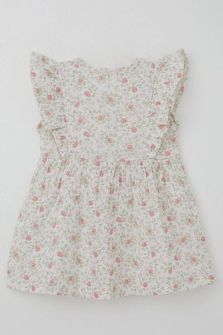 Breeze Kız Çocuk Elbise Çiçek Desenli Önden Düğme Detaylı 2-6 Yaş, Ekru Ekru
