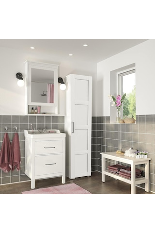 Bny111 Beyaz Kapaklı Yüksek Banyo Dolabı Çok Renkli
