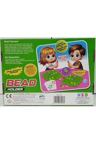 Bead Holder Renkli Ayrıştırma Oyunu - Maşalı Set Yeşil Kutu