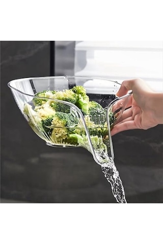 Xurunkeji Mutfak Lavabosu İçin Tahliye Sepeti Hunisi, Çok Fonksiyonlu Tahliye Sepeti Sebze Yıkama Sepeti Kuru Ve Islak Ayırma Şeffaf