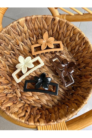 Şehrazat Handmade Çiçekli Iki Renkli Mandal Toka Çok Renkli