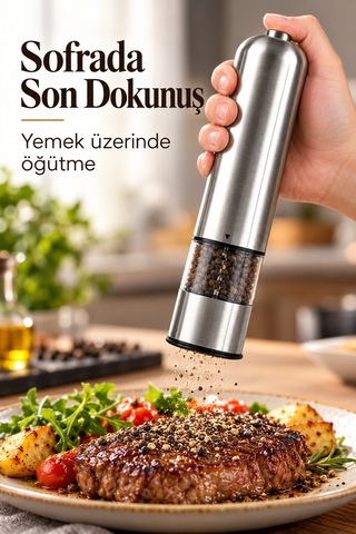Şeffaf Hazneli Tuz Karabiber Öğütücü Pilli Taşınabilir Mutfak Aleti Diğer