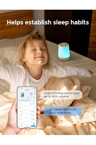 White Noise Makinesi, 34 Ses, 7 Renkli Gece Lambası, App Kontrollü Uyku Yardımı Krem