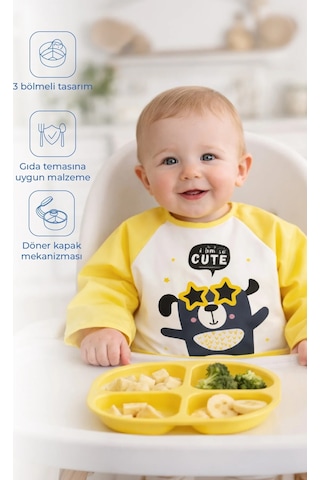 Babyjem Poli Muşamba Kollu Mama Önlüğü Sarı Outlet