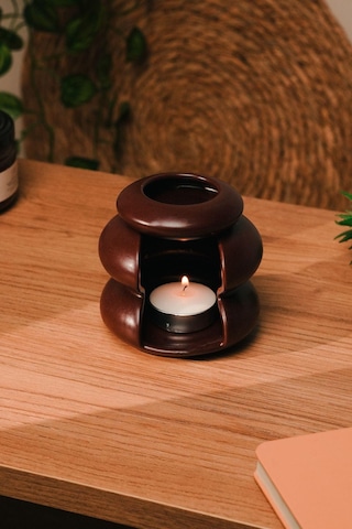 Bordo Mat Modern Tasarım Seramik El Yapımı Buhurdanlık-3427