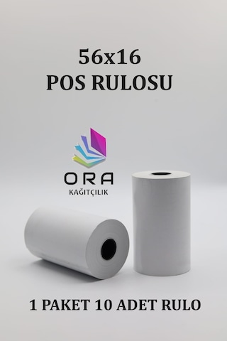 56x16termal Pos Kağıdı - Pos Rulosu - Yazarkasa Pos Kağıdı 10 Ade