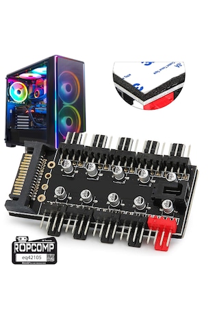 Ropcomp 10 Port Fan Power Hub Sata Güçlü Pwm Switch Çoklayıcı