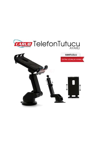 Carub Oto Telefon Tutucu Cama Vantuslu Uzayan Kollu