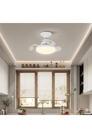 Dolunay Fanlı Led Ampul - 72w 7850 Lümen - 3 Renk Yanma Modlu Beyaz, Gün Işığı, Natural - Uzaktan Kumandalı, Cata Dimlenebilir Hayalet Pervaneli Tavan Vantilatörü Ve Aydınlatma