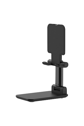 Xiyyadms Masaüstü Telefon Ve Tablet Tutucu - Katlanabilir Yükseklik Açı Ayarlı - Dürtme Engeli - Siyah T9 Modeli Siyah