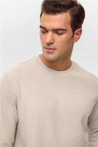 Süvari Ekru Regular Düz Bisiklet Yaka Sweatshirt Ekru