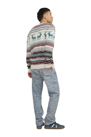 Jack & Jones Erkek Kazak 12248145 Jjxmas Snowball Knıt Bej