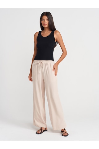 Dilvin 71623 Geniş Paça Pantolon-bej Bej