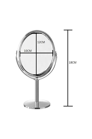 Sonx Oval Masaüstü Ayaklı 360 Dönebilen Çift Taraflı Büyüteçli Krom Ayna 18x10cm Siyah