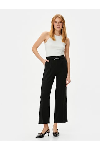 Koton Bol Paça Pantolon Metal Kemer Detaylı Normal Bel Siyah 4sak40072ew 4SAK40072EW999 Siyah