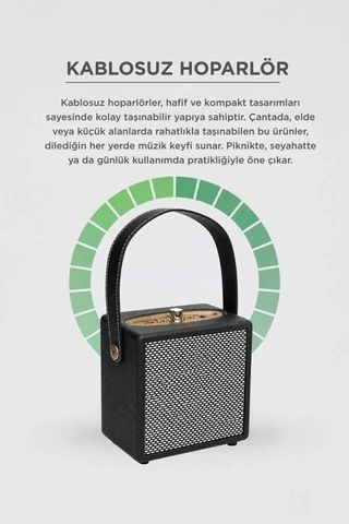 Özel Seri Torima Bluetooth Hoparlör Wooden Case X2 Siyah Piknik Ofis Nostaljik