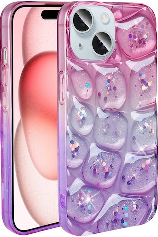 Apple Uyumlu iPhone 13 İle 3d Kabartmalı Simli Yumuşak Tam Koruma Telefon Kılıfı Kapak
