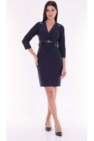 Etselements Kruvaze Yaka Cep Detaylı Kemerli Ofis Elbise Ets1753