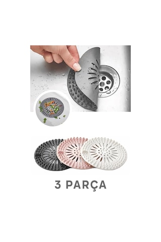 İsgstore 3 Adet Yuvarlak Silikon Lavabo ve Küvet Süzgeci Lavabo Tıkacı Antrasit Pembe Beyaz