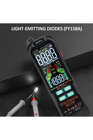 Maiyame Mastfuyi Fy158a Otomatik Dijital Multimetre - Akıllı Elektronik Test Aleti, Ac/dc Gerilim Akım Direnc Ölçer, Taşınabilir Siyah 3 Aaa Pil Yok
