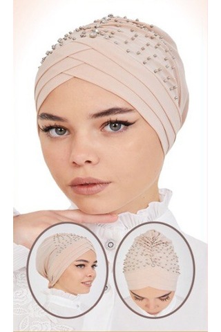 İncili Üç Çapraz Geçmeli Bone Sdıucb1001 Pudra