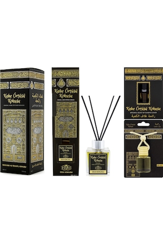 Esved Kabe Örtüsü Kokusu Mega Paket 400 Ml Sprey Premium + 100 Ml Çubuklu Oda Kokusu + 3 Ml Alkolsüz Esans + 8 Ml Araba Kokusu Kabe Örtüsü