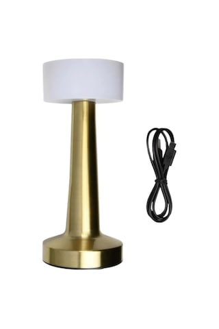 Şarjlı Gold Mantar Masa Lambası Dimmer Ayarlı Kablosuz Led Lamba Beyaz